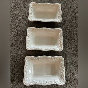 1950’s BIZZIRRI Made Italy Off White Scalloped Ceramic Rectangle Serving Dish x3